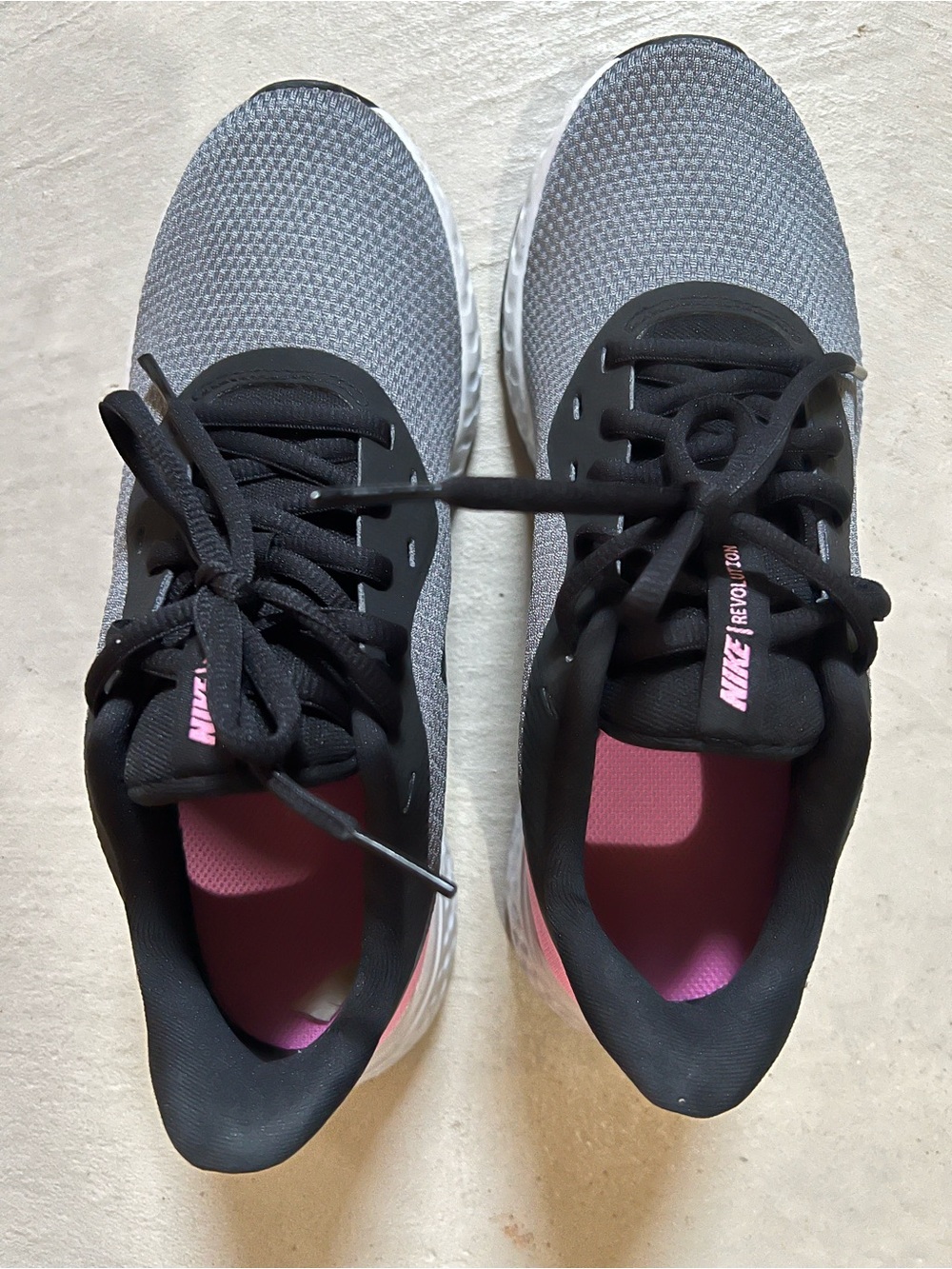 Brand New Nike Women’s Gray and Black Running Sneakers with Pink Insoles
